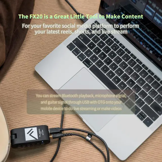 Alt view image 7 of 7 - FX20 Guitar Headphone Amp with APP 40 Drum Grooves 52 Amp Modes 5 Delay 5 Reverb Effects 14 Modulations for Practice Recording and Creativity