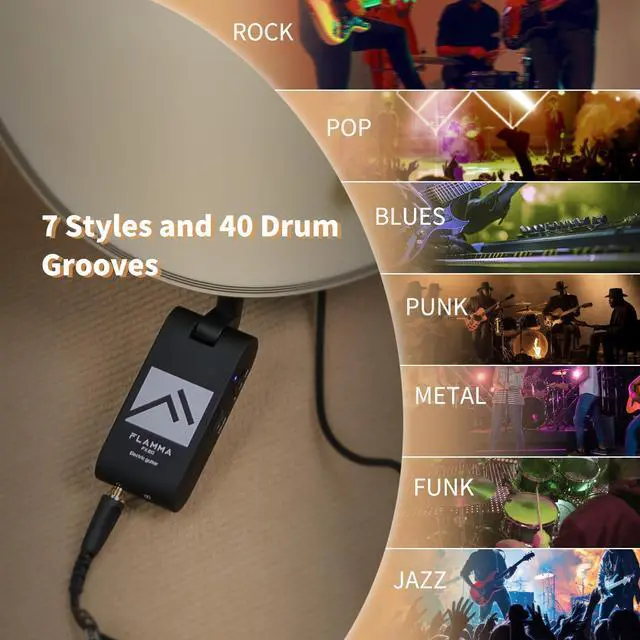Alt view image 4 of 7 - FX20 Guitar Headphone Amp with APP 40 Drum Grooves 52 Amp Modes 5 Delay 5 Reverb Effects 14 Modulations for Practice Recording and Creativity
