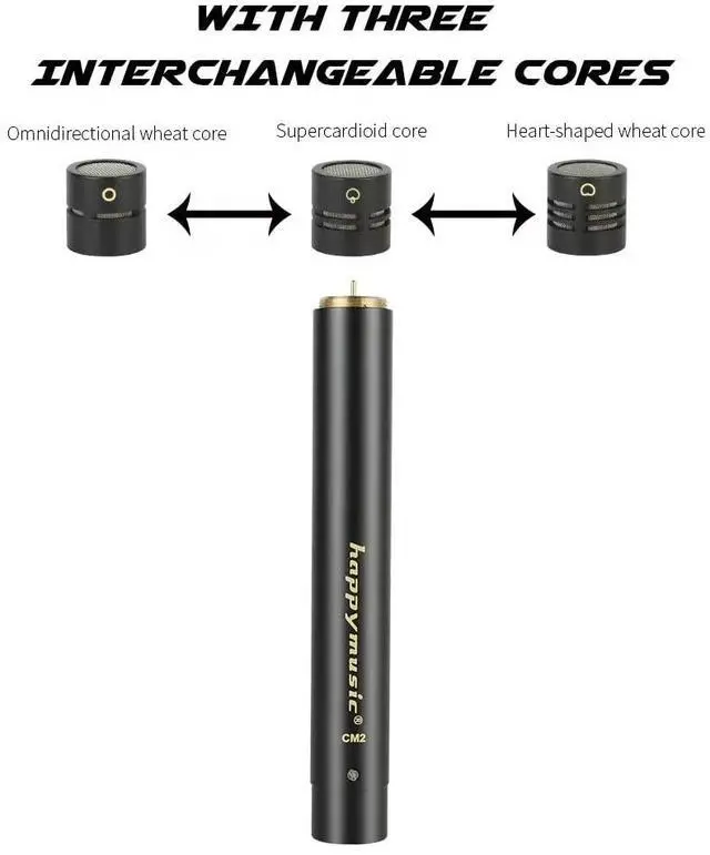 Alt view image 2 of 4 - CM2 Pencil Stick Condenser MicrophoneInterchangeable Omni,Cardioid and Super Cardioid Capsules for Acoustic Woodwind Instruments &Professional Audio Recording Acoustic