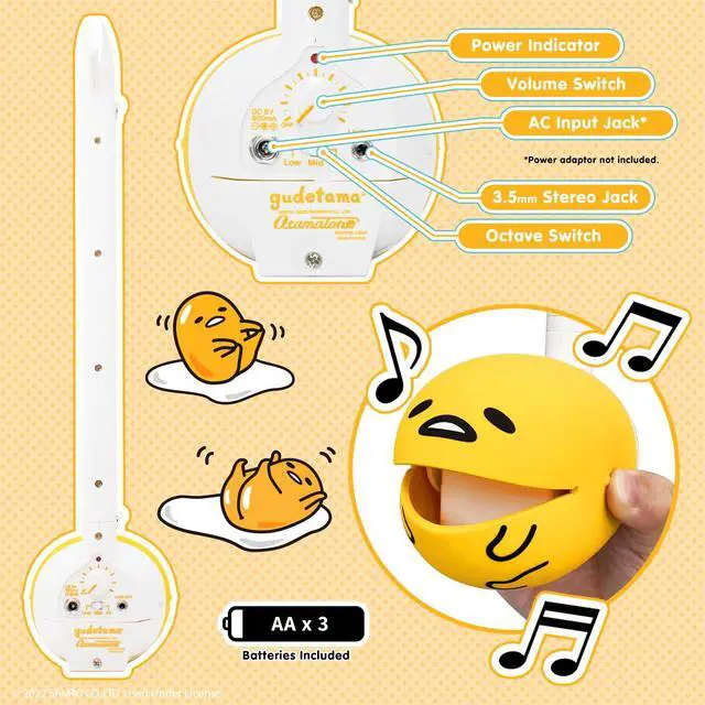 Alt view image 3 of 7 - Deluxe Japanese Sanrio Electronic Musical Instrument - Gudetama | Portable Digital Synthesizer from Japan by Maywa Denki with 3.5mm Aux Jack & Strap, Unique Gift for Teens & Adults