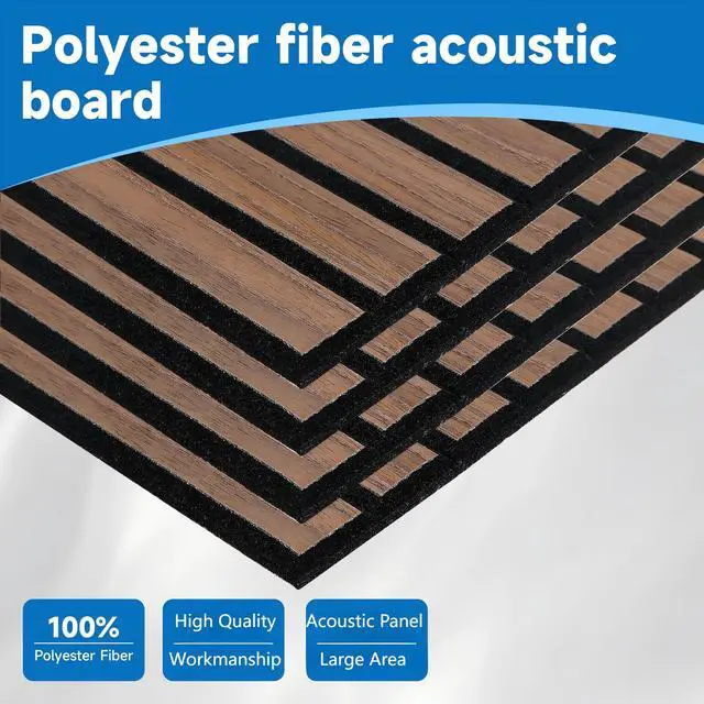 Alt view image 3 of 6 - Large Wood Slat Acoustic Panels for Wall Sound Proof Panels for Wall Decor and Ceilings 47.2 x 23.6 x 0.4 Inch Wood Veneer Sound-Absorb Panels for Bedroom Home Studio Office (Wooden Stripes, 5 Pack)