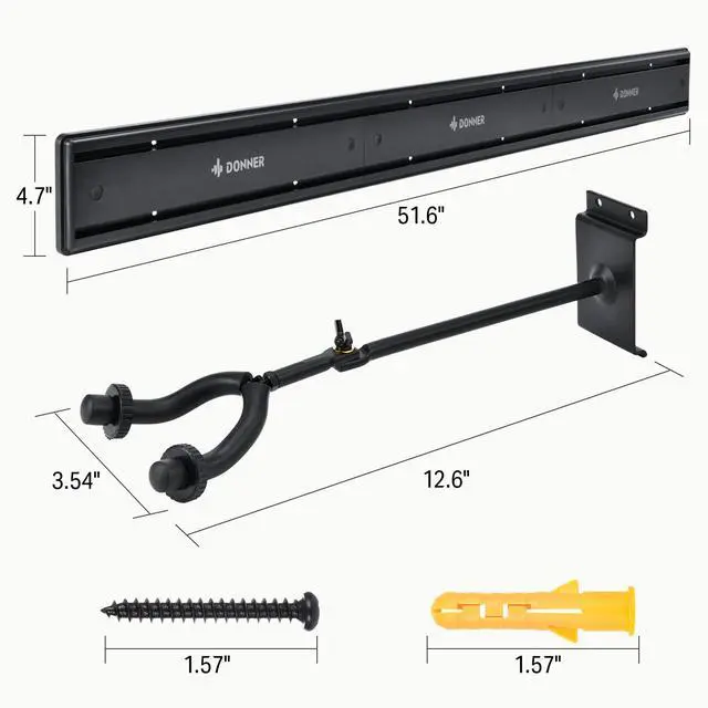 Alt view image 6 of 7 - Guitar Wall Rack, Multiple Guitar Wall Mount with 5 Adjustable Hangers, Guitar Organizer for Acoustic & Electric Guitars, Bass, Violin, Ukulele, Banjo, Mandolin