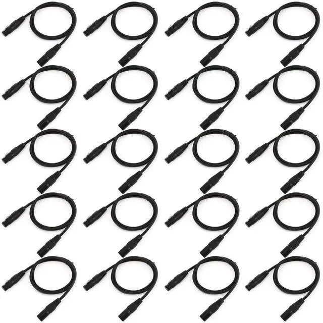 Main image of 30 Pcs 3.2ft 3 Pin DMX Cable 1 Meter Flexible DMX Signal Cables Wires with Metal Connectors XLR Male to Female Connection for Stage Lighting Spotlight DJ Lights, Black