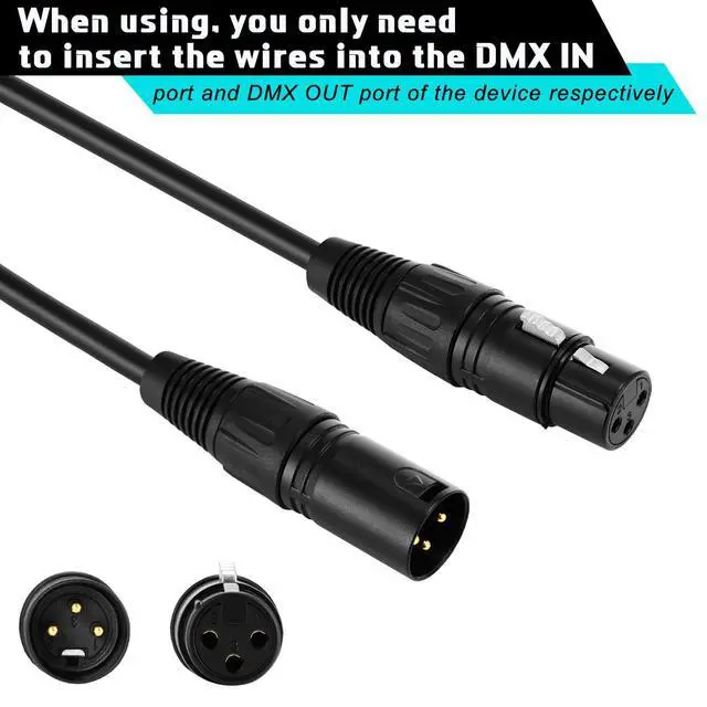 Alt view image 5 of 7 - 30 Pcs 3.2ft 3 Pin DMX Cable 1 Meter Flexible DMX Signal Cables Wires with Metal Connectors XLR Male to Female Connection for Stage Lighting Spotlight DJ Lights, Black