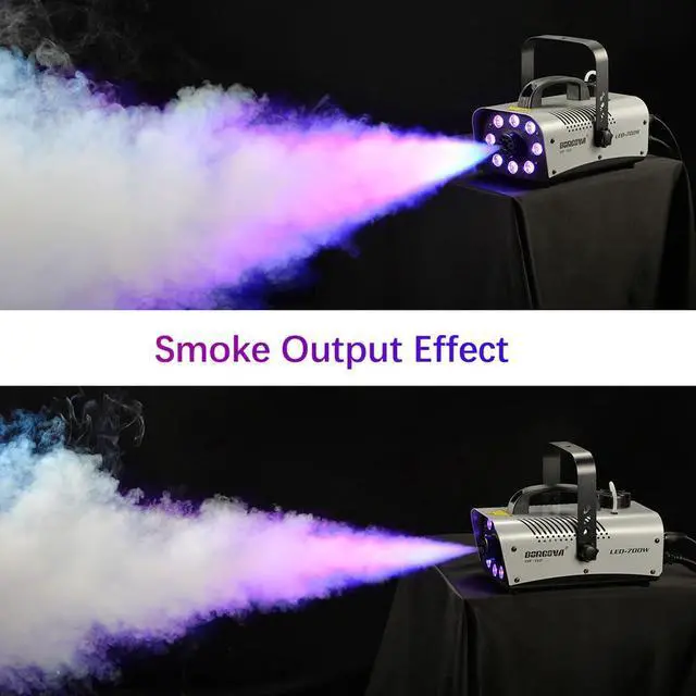Alt view image 6 of 7 - 700W Fog Machine 8 RGB LED 3000 CFM Wireless Remote Smoke Maker | 0.5L Tank, 9 Light Color and 3 Modes, Metal Body, Overheat Protection, Portable for Halloween, Parties, Stage