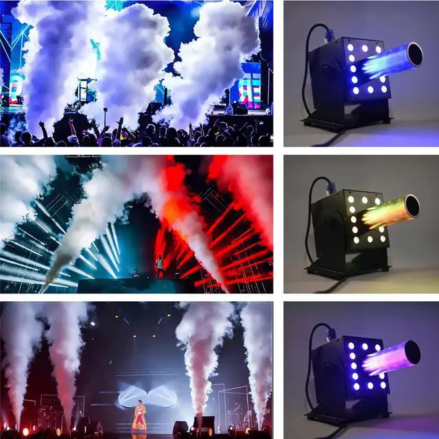 Alt view image 2 of 7 - Digital CO2 Jet Machine 12LEDs RGB CO2 Fogger Smoke Cannon DMX512 Smoke Mister Machine Multi-angle Gas Column Fog Machine w/6m Hose, for DJ Concerts Parties Birthday Wedding