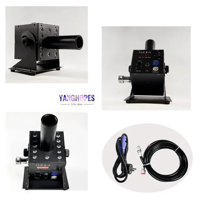 Alt view image 4 of 7 - Digital CO2 Jet Machine 12LEDs RGB CO2 Fogger Smoke Cannon DMX512 Smoke Mister Machine Multi-angle Gas Column Fog Machine w/6m Hose, for DJ Concerts Parties Birthday Wedding