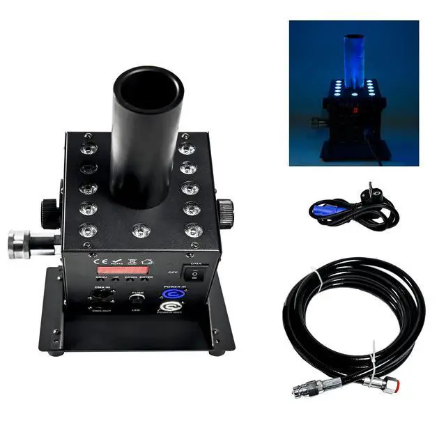 Alt view image 6 of 7 - Digital CO2 Jet Machine 12LEDs RGB CO2 Fogger Smoke Cannon DMX512 Smoke Mister Machine Multi-angle Gas Column Fog Machine w/6m Hose, for DJ Concerts Parties Birthday Wedding