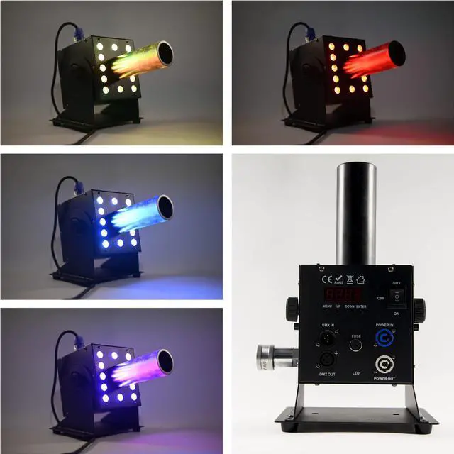 Alt view image 7 of 7 - Digital CO2 Jet Machine 12LEDs RGB CO2 Fogger Smoke Cannon DMX512 Smoke Mister Machine Multi-angle Gas Column Fog Machine w/6m Hose, for DJ Concerts Parties Birthday Wedding