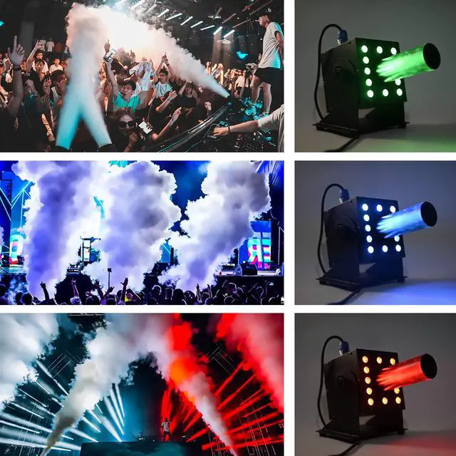 Alt view image 3 of 7 - Digital CO2 Jet Machine 12LEDs RGB CO2 Fogger Smoke Cannon DMX512 Smoke Mister Machine Multi-angle Gas Column Fog Machine w/6m Hose, for DJ Concerts Parties Birthday Wedding (12LED DMX fog machine)