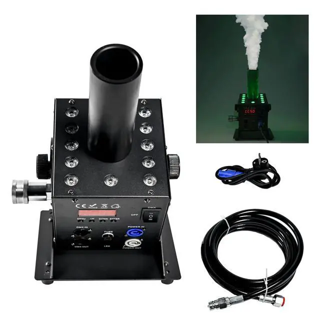 Alt view image 7 of 7 - Digital CO2 Jet Machine 12LEDs RGB CO2 Fogger Smoke Cannon DMX512 Smoke Mister Machine Multi-angle Gas Column Fog Machine w/6m Hose, for DJ Concerts Parties Birthday Wedding (12LED DMX fog machine)
