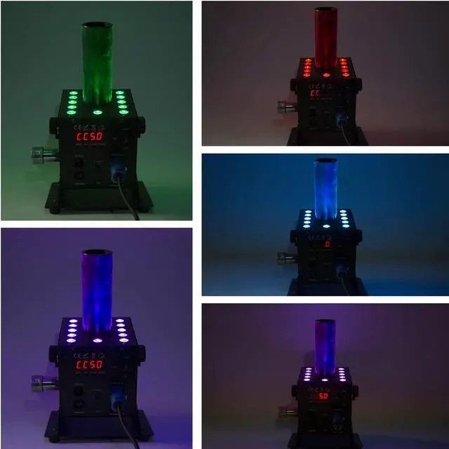 Alt view image 5 of 7 - Digital CO2 Jet Machine 12LEDs RGB CO2 Fogger Smoke Cannon DMX512 Smoke Mister Machine Multi-angle Gas Column Fog Machine w/6m Hose, for DJ Concerts Parties Birthday Wedding (12LED DMX fog machine)