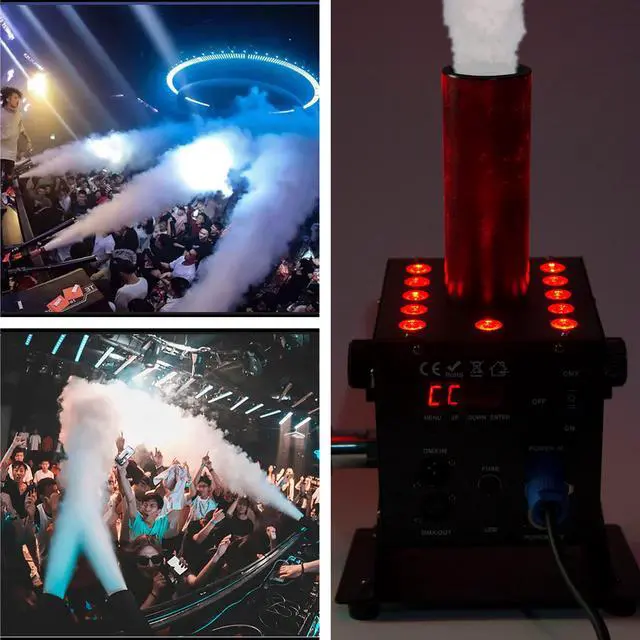 Alt view image 3 of 7 - Digital CO2 Jet Machine 12LEDs RGB CO2 Fogger Smoke Cannon DMX512 Smoke Mister Machine Multi-angle Gas Column Fog Machine w/6m Hose, for DJ Concerts Parties Birthday Wedding
