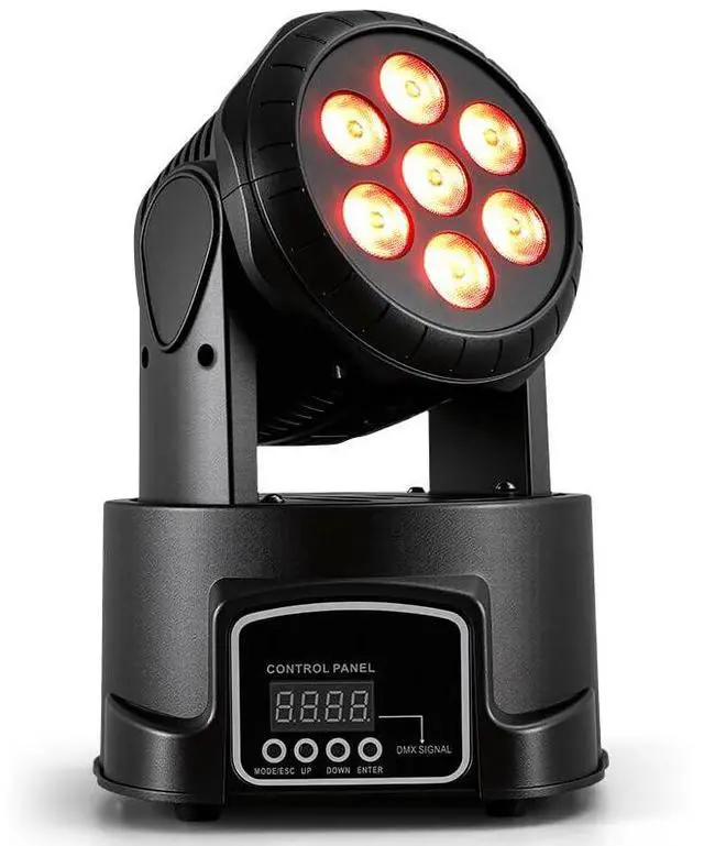 Main image of Moving Head Wash Light, 7x10W LED DMX DJ Stage Light | 12 Colors, Sound Activated, 540° Pan & 180° Tilt, Wash Effect Lighting for Weddings, Clubs, Concerts, Bars and Events