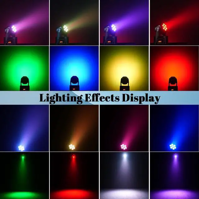 Alt view image 2 of 7 - Moving Head Wash Light, 7x10W LED DMX DJ Stage Light | 12 Colors, Sound Activated, 540° Pan & 180° Tilt, Wash Effect Lighting for Weddings, Clubs, Concerts, Bars and Events