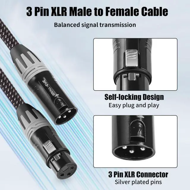 Alt view image 2 of 6 - XLR Mic Cable 25 ft 6-Pack, Braided 3-Pin Male to Female | Balanced Audio, Dual Shielded, Flexible Braided Jacket, Studio and Live Sound