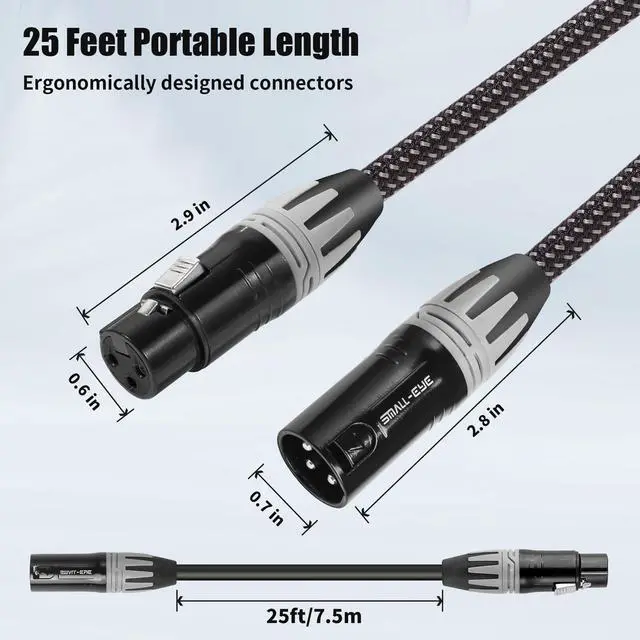 Alt view image 5 of 6 - XLR Mic Cable 25 ft 6-Pack, Braided 3-Pin Male to Female | Balanced Audio, Dual Shielded, Flexible Braided Jacket, Studio and Live Sound