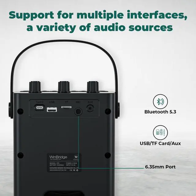 Alt view image 6 of 7 - 30W Wireless Voice Amplifier with Headset Microphone | Portable Bluetooth 5.3 PA System for Teachers, Personal Rechargeable Megaphone with Speaker for Teaching & Speaking S93