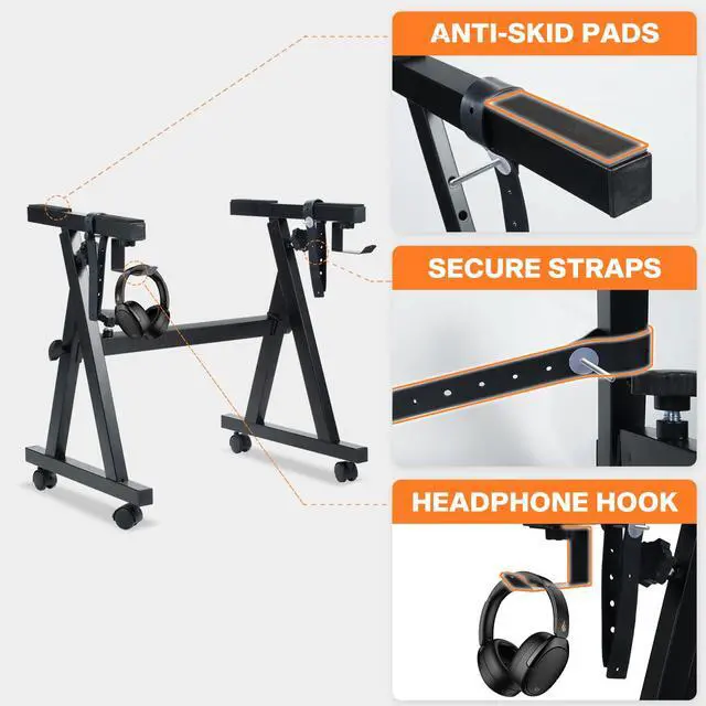 Alt view image 2 of 6 - Piano Keyboard Stand-Z Style Adjustable and Portable Heavy Duty Music Stand with Wheels-Fits 54-88 Key Electric Pianos-Sturdy Musical Keyboard Stand for Practice & Performance