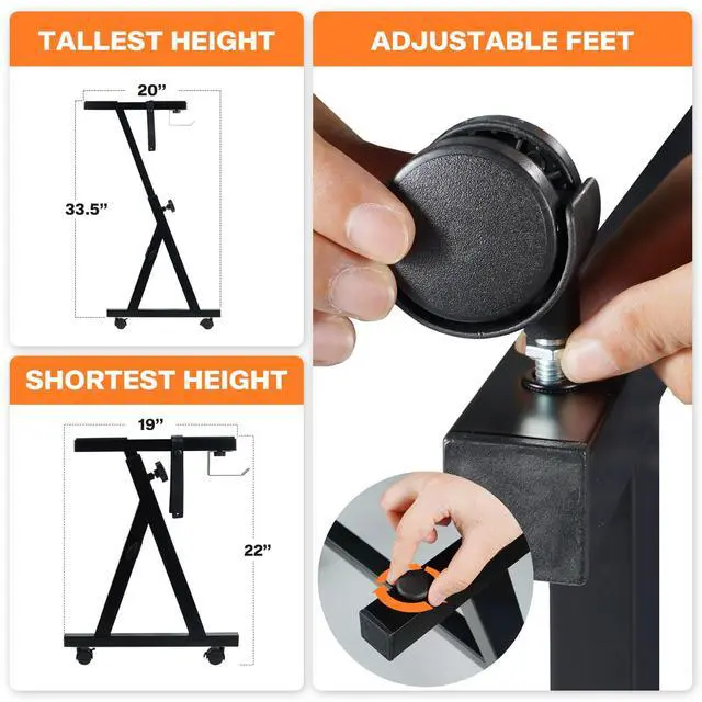 Alt view image 3 of 6 - Piano Keyboard Stand-Z Style Adjustable and Portable Heavy Duty Music Stand with Wheels-Fits 54-88 Key Electric Pianos-Sturdy Musical Keyboard Stand for Practice & Performance