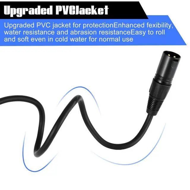 Alt view image 2 of 6 - 20 Pcs 6.5ft 3 Pin DMX Cable Flexible DMX Signal Cables Wires with Metal Connectors XLR Male to Female Connection for Stage Lighting Spotlight Dj Controller Moving Head Club Party, Black