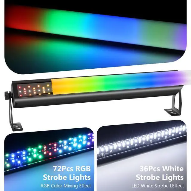 Alt view image 7 of 7 - LED Stage Pixel Lights Bar,40W 108LEDs RGB+W DMX Lights Bar with Detachable Cover 2IN1 Pixel&Strobe Lighting Effects by Remote Control DMX512 Sound Activated for DJ Party Wedding Gig Club
