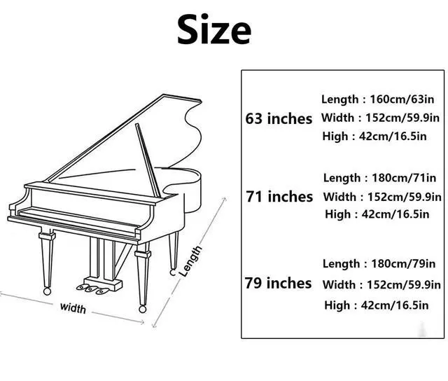 Alt view image 5 of 7 - Grand Piano Cover - Professional Grade Waterproof, Dustproof, Scratch-resistant - Baby Grand Piano Cover(200cm/78.7in)