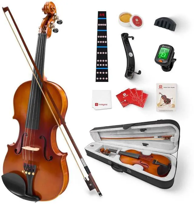 Main image of Violin 4/4 Full Size Set, Handcrafted Entry Level Acoustic Violin Set with Lightweight Hard Case, Suitable for Beginners, Teens, 12+, Adults, Right Handed Players
