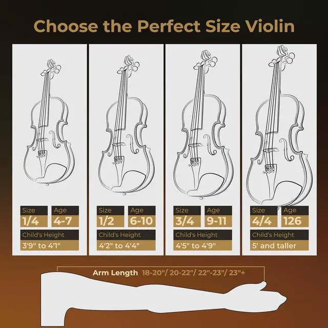 Alt view image 7 of 7 - Violin 4/4 Full Size Set, Handcrafted Entry Level Acoustic Violin Set with Lightweight Hard Case, Suitable for Beginners, Teens, 12+, Adults, Right Handed Players