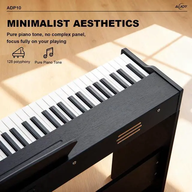 Alt view image 3 of 7 - 88 Key Digital Piano with Semi-Weighted Keys | Electric Piano Keyboard for Beginners, Dual Speakers & Triple Pedal, Support USB-MIDI, Compact Elegant Design ADP10