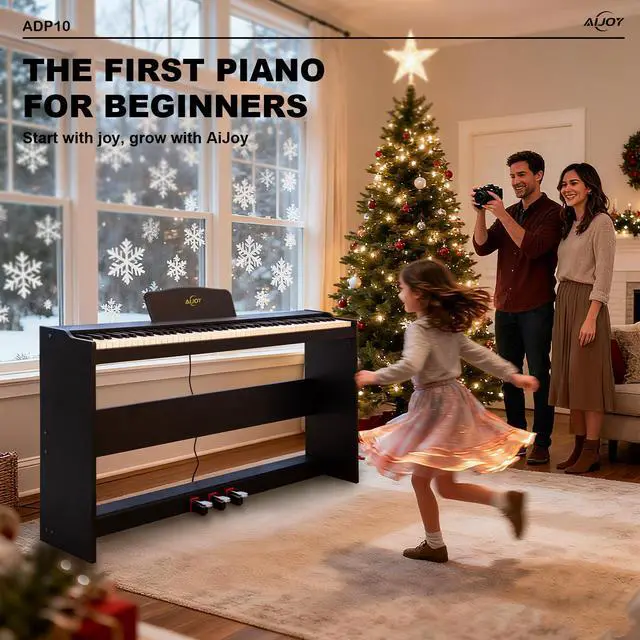 Alt view image 6 of 7 - 88 Key Digital Piano with Semi-Weighted Keys | Electric Piano Keyboard for Beginners, Dual Speakers & Triple Pedal, Support USB-MIDI, Compact Elegant Design ADP10