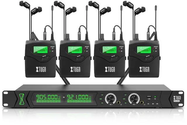 Main image of RW2090 Wireless in Ear Monitor System,4 Bodypack Wireless IEM System | 902-928MHz,230Ft(70m) Range,Bluetooth Audio Monitoring System for Musicians,Stage Performance,Band Rehearsal,Studio Recording