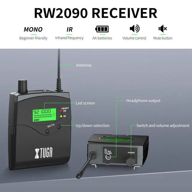 Alt view image 3 of 7 - RW2090 Wireless in Ear Monitor System,4 Bodypack Wireless IEM System | 902-928MHz,230Ft(70m) Range,Bluetooth Audio Monitoring System for Musicians,Stage Performance,Band Rehearsal,Studio Recording