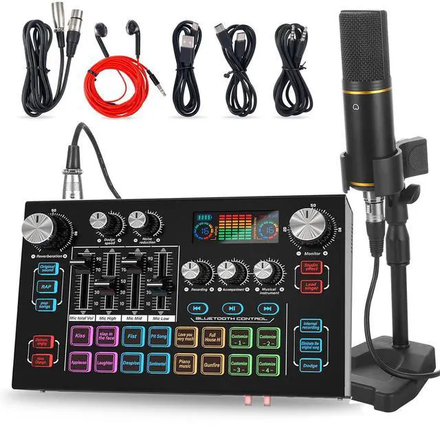 Main image of X7 Podcast Equipment Bundle with Vocal Remover for TikTok, YouTube | 48V Phantom Power, XLR Condenser Mic, 4 Customizable Soundpads, 16-Level Noise Reduction, LCD Screen, 6.35mm Guitar Input