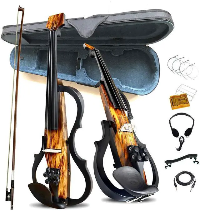 Main image of Premium Carbon Fiber Electric Violin Full Size 4/4,Professional Electric Violin for Adults Beginner,Teens,Electric Fiddle Kit with Pro Pick Case -ZNDS-2303