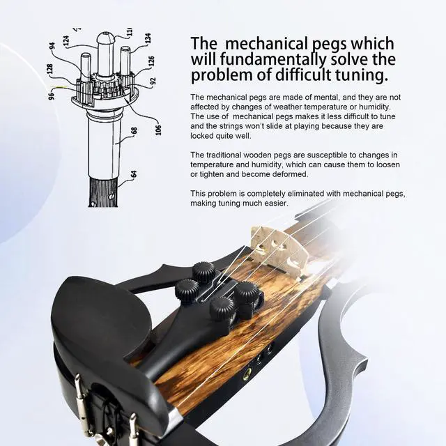 Alt view image 3 of 7 - Premium Carbon Fiber Electric Violin Full Size 4/4,Professional Electric Violin for Adults Beginner,Teens,Electric Fiddle Kit with Pro Pick Case -ZNDS-2303