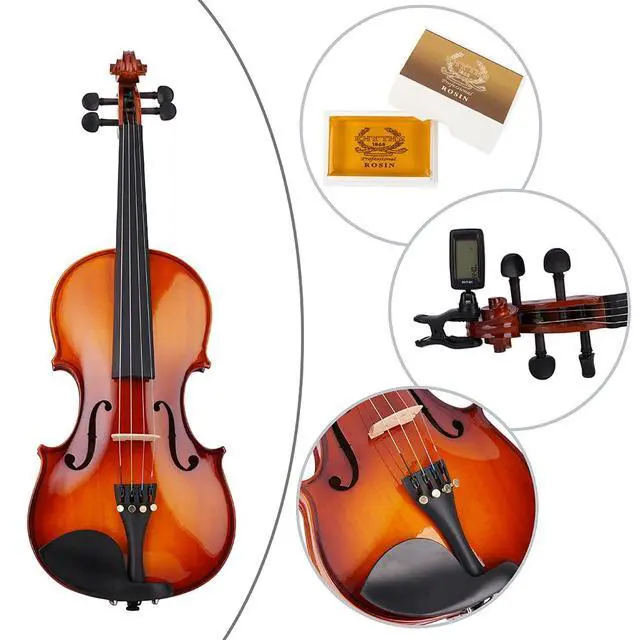 Alt view image 3 of 7 - Violin Set for Beginners,Acoustic Violins Starter Kit Package for Student,Beginners Fiddle with Hard Case, Rosin, Shoulder Rest, Bow, and Extra Strings (NATURAL, 3/4)