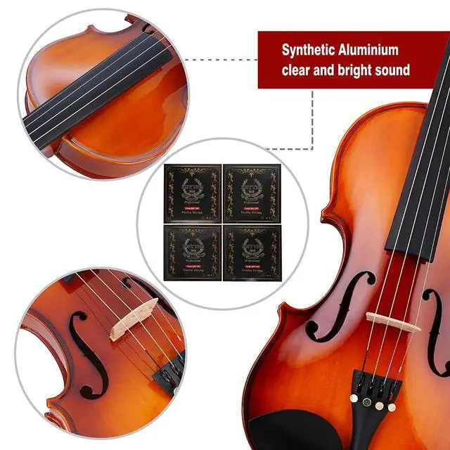 Alt view image 4 of 7 - Violin Set for Beginners,Acoustic Violins Starter Kit Package for Student,Beginners Fiddle with Hard Case, Rosin, Shoulder Rest, Bow, and Extra Strings (NATURAL, 3/4)