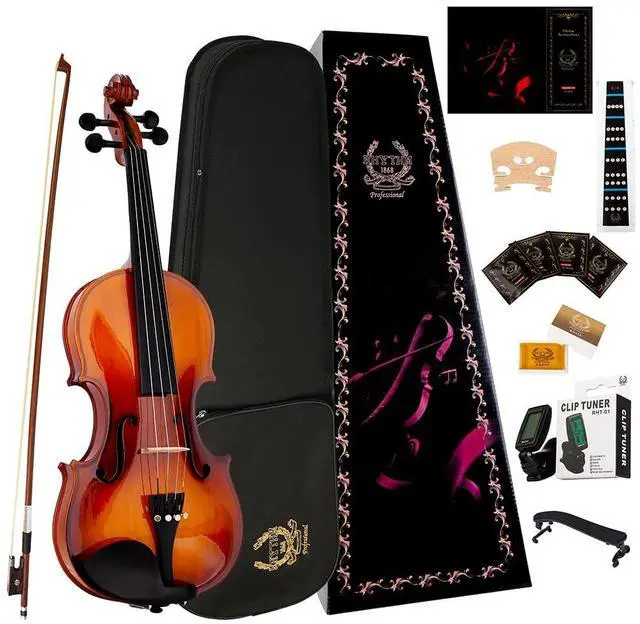 Main image of Violin Set for Beginners,Acoustic Violins Starter Kit Package for Student,Beginners Fiddle with Hard Case, Rosin, Shoulder Rest, Bow, and Extra Strings (NATURAL, 3/4)