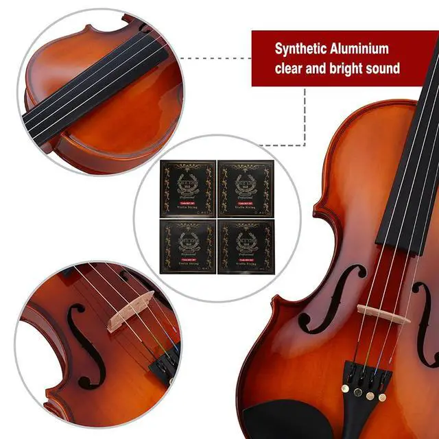 Alt view image 3 of 7 - Violin Set for Beginners,Acoustic Violins Starter Kit Package for Student,Beginners Fiddle with Hard Case, Rosin, Shoulder Rest, Bow, and Extra Strings (NATURAL, Full)