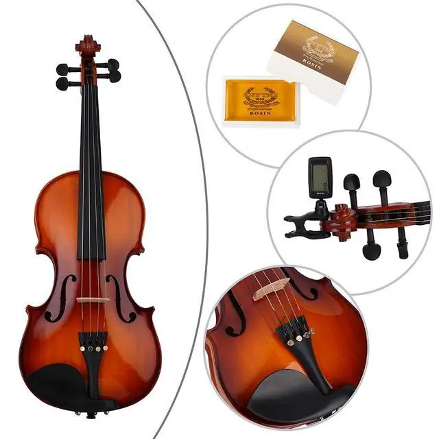 Alt view image 2 of 7 - Violin Set for Beginners,Acoustic Violins Starter Kit Package for Student,Beginners Fiddle with Hard Case, Rosin, Shoulder Rest, Bow, and Extra Strings (NATURAL, Full)
