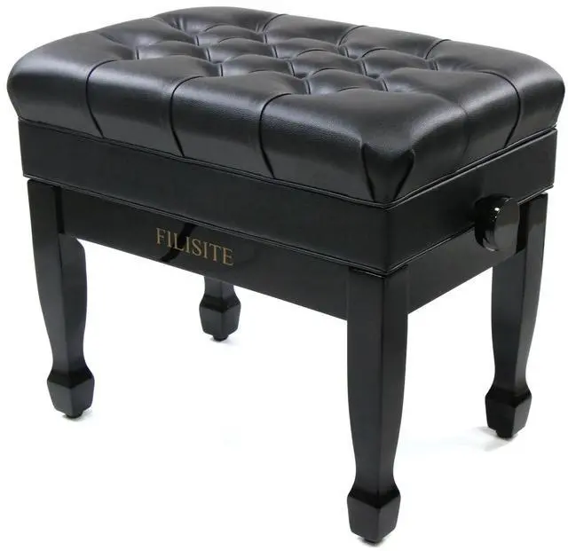 Main image of Adjustable Height Piano Bench with Storage, Heavy Duty Solid Wood Piano Stool Keyboard Bench with PU Leather Padded Cushion(Black)