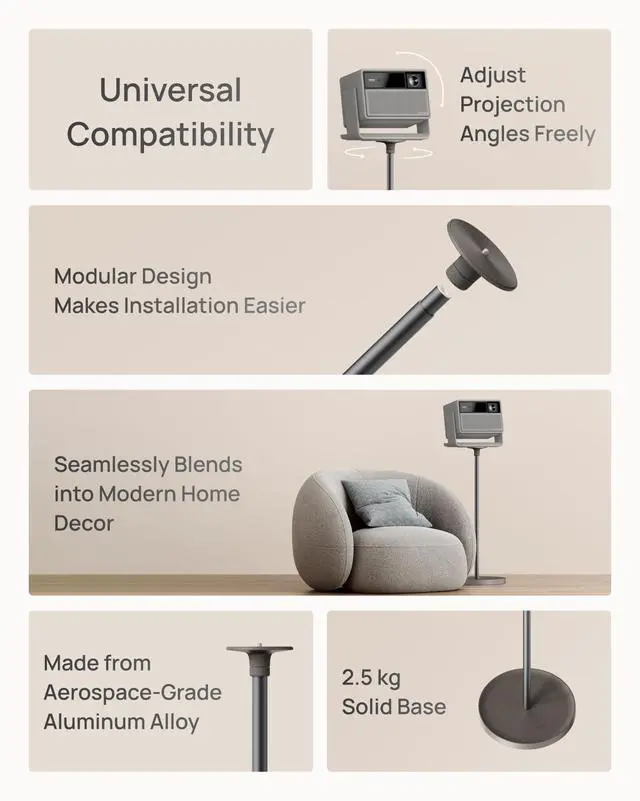 Alt view image 3 of 7 - Floor Stand for Horizon 20 Series(Elephant Grey), Modular Design Makes Installation Easier, Seamlessly Blends into Modern Home Decor, Made from Aerospace-Grade Aluminum Alloy, 2.5 KG Solid Base