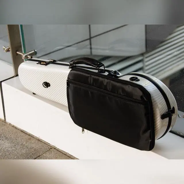 Alt view image 3 of 7 - 4/4 Full Size Violin case High-Strength Carbon Fiber Triangle Violin Music Bag With Combination Lock and Extra Bag White Violin Hard Case (VB-Trianglee-White Stripe spot)