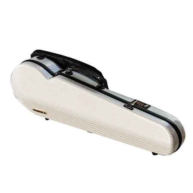 Alt view image 2 of 7 - 4/4 Full Size Violin case High-Strength Carbon Fiber Triangle Violin Music Bag With Combination Lock and Extra Bag White Violin Hard Case (VB-Trianglee-White Stripe spot)