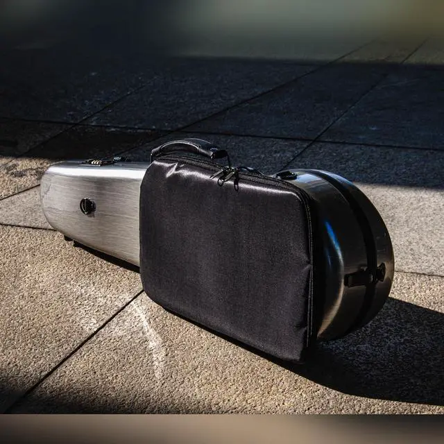 Alt view image 3 of 6 - 4/4 Full Size Violin case High-Strength Carbon Fiber Triangle Violin Music Bag With Combination Lock and Extra Bag Gray Violin Hard Case (VB-Trianglee-SilveryGray spot)