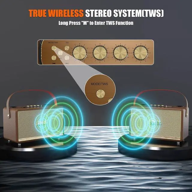 Alt view image 4 of 7 - S8 Karaoke Machine with 2 Wireless Mics for Indoor & Outdoor | Support 3 Mics, Bass/Treble/Echo/Alto Adjustment, 6 Music Modes, 8H Playtime, Support Bluetooth/TWS/FM/AUX/TF Card/USB/PC