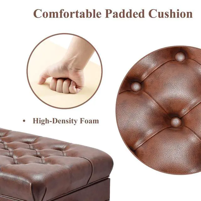 Alt view image 6 of 7 - Adjustable Height Piano Bench with Storage, Heavy Duty Solid Wood Piano Stool Keyboard Bench with PU Leather Padded Cushion(Wood)