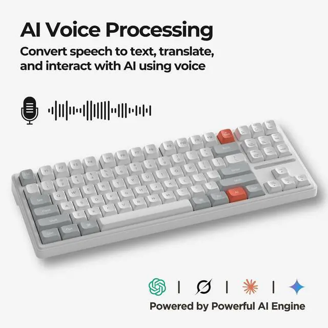 Alt view image 3 of 7 - Phronesis Wireless Mechanical AI Keyboard - Software with Chatbot, Voice Typing, AI Meeting Notes, Transcribe, Translate, Summarize, TKL, Hot-Swappable, PBT Keycaps, RGB Backlit, Mac & Windows
