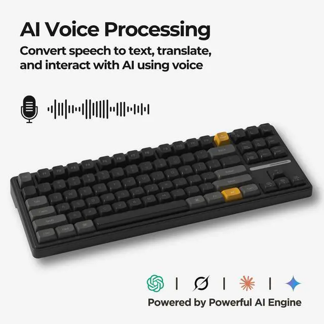 Alt view image 3 of 7 - Phronesis Wireless Mechanical AI Keyboard - Software with Chatbot, Voice Typing, AI Meeting Notes, Transcribe, Translate, Summarize, TKL, Hot-Swappable, PBT Keycaps, RGB Backlit, Mac & Windows